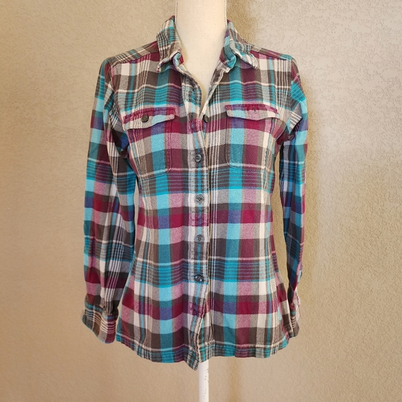 Patagonia fjord flannel organic cotton button down shirt size 6 - Picture 2 of 7
